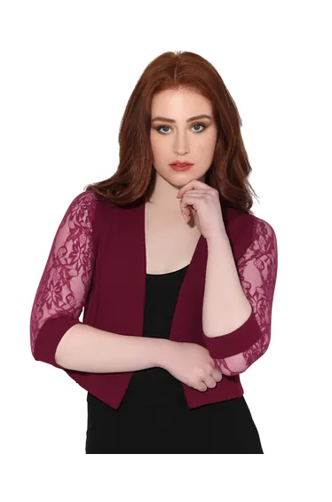 Lace Back & Sleeve Tailored Shrug