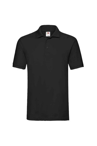 Fruit of the Loom Mens Premium Cotton Pique Polo Shirt - Black