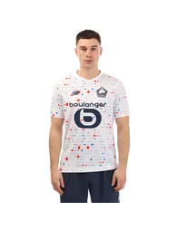 تيشيرت قطن بطبعة نيو بالانس أبيض بأكمام قصيرة