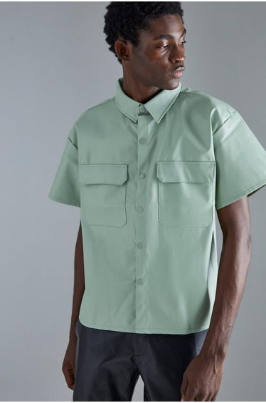 Pu Boxy Popper Patch Pocket Shirt