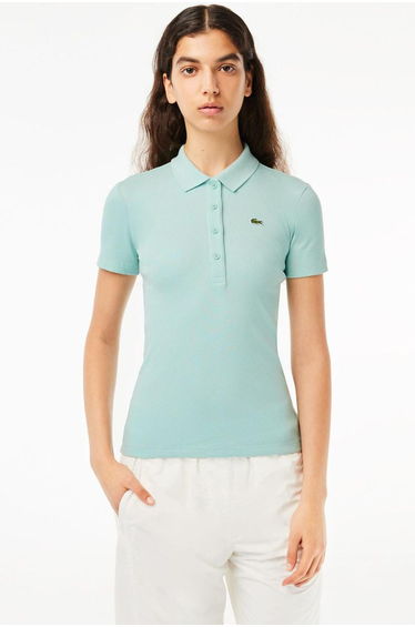 Women's Lacoste Slim Fit L.12.D Ribbed Polo Shirt in Green
