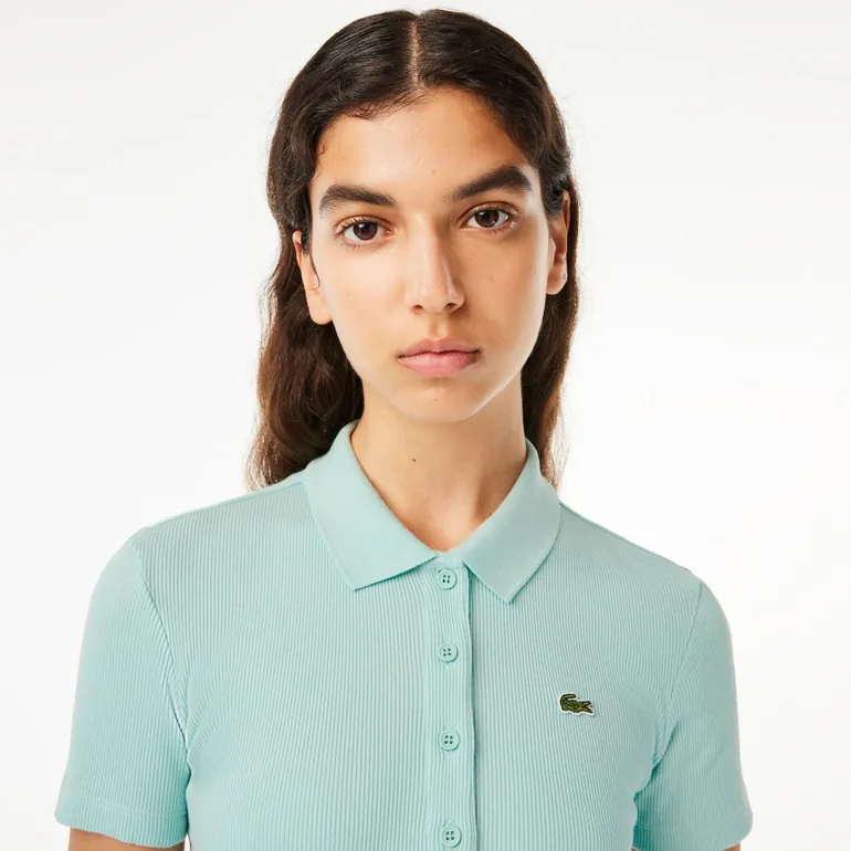 Women's Lacoste Slim Fit L.12.D Ribbed Polo Shirt in Green Lacoste Green :  Tops & T-Shirts : VogaCloset Oman