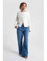 Silver Trim Collarless Blazer - 2
