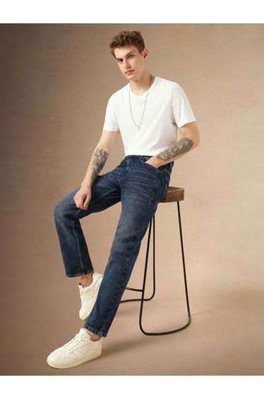 Mid Rise Straight Fit Faded Jeans