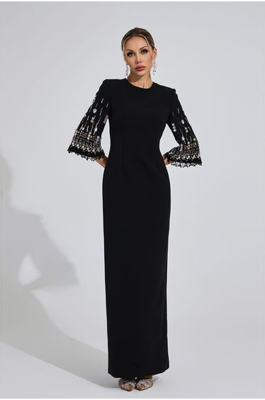 Thessaly Black Diamond Maxi Dress