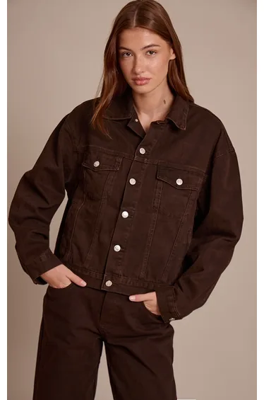 Dark Chocolate Oversized Classic Denim Jacket