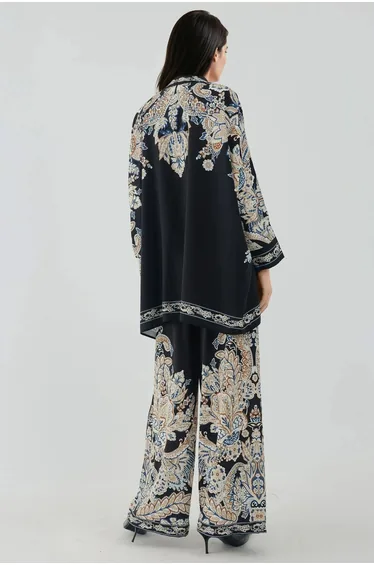 Printed High Waist Kimono-Pants Co-ord Set