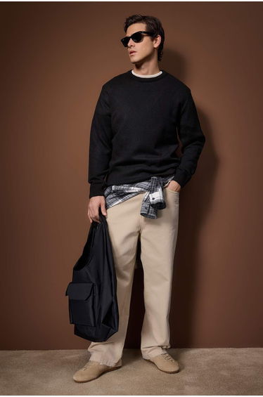 Black relaxed crew neck sweater