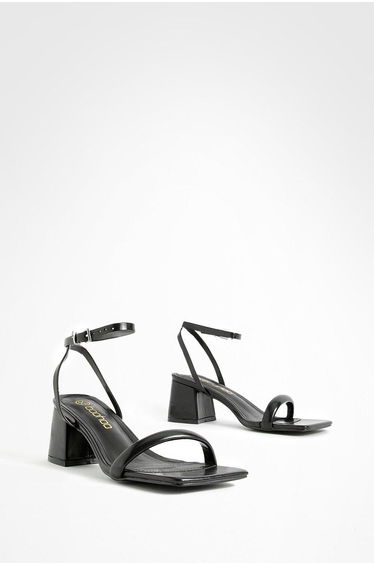 Square Toe Block Heel Two Part Heels - black