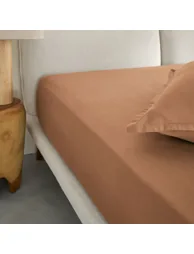شرشف سرير قطن ساتين مغسول بحواف مطاطية 30 سم - 2