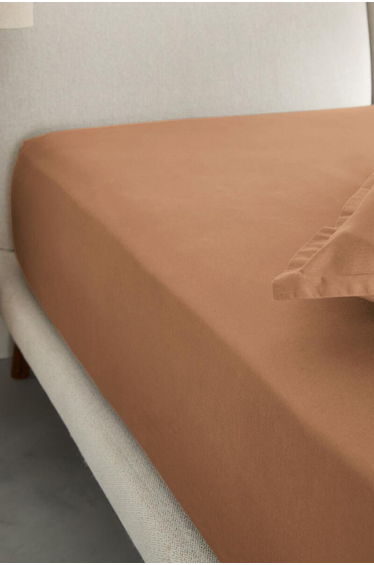 Saria Washed Cotton Sateen Fitted Sheet with 30cm Flap