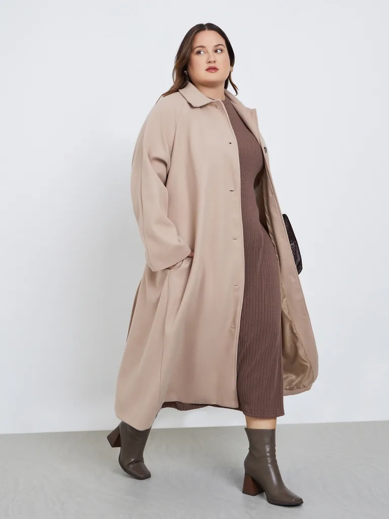 Plus Size Oversized Belted Coat Shacket