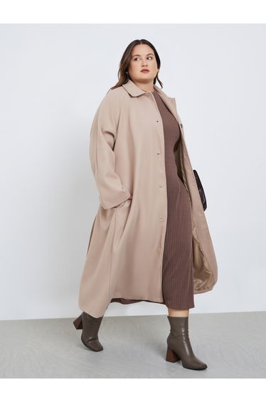 Plus Size Oversized Belted Coat Shacket