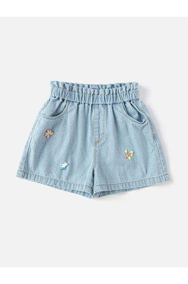 Girls' Embroidered Denim Pull On Shorts