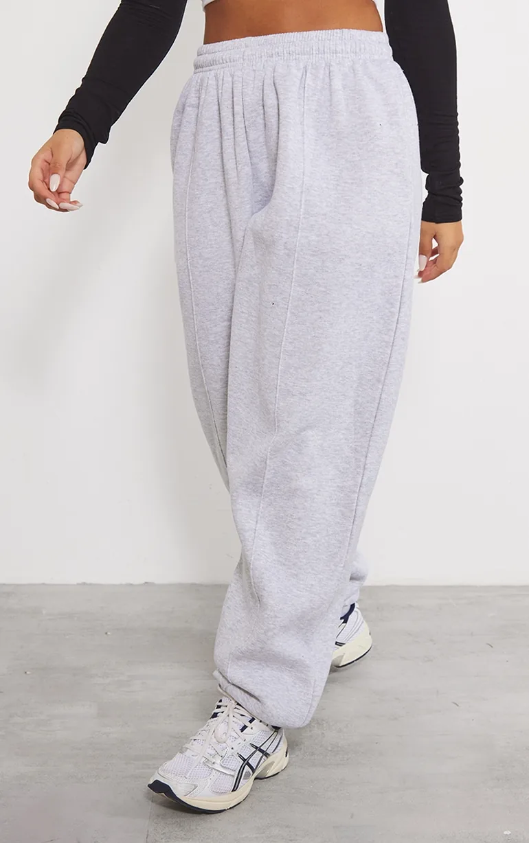 Ash Grey Pintuck Detail Oversized Joggers - 1