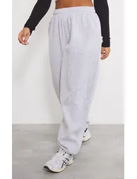 Ash Grey Pintuck Detail Oversized Joggers - 1