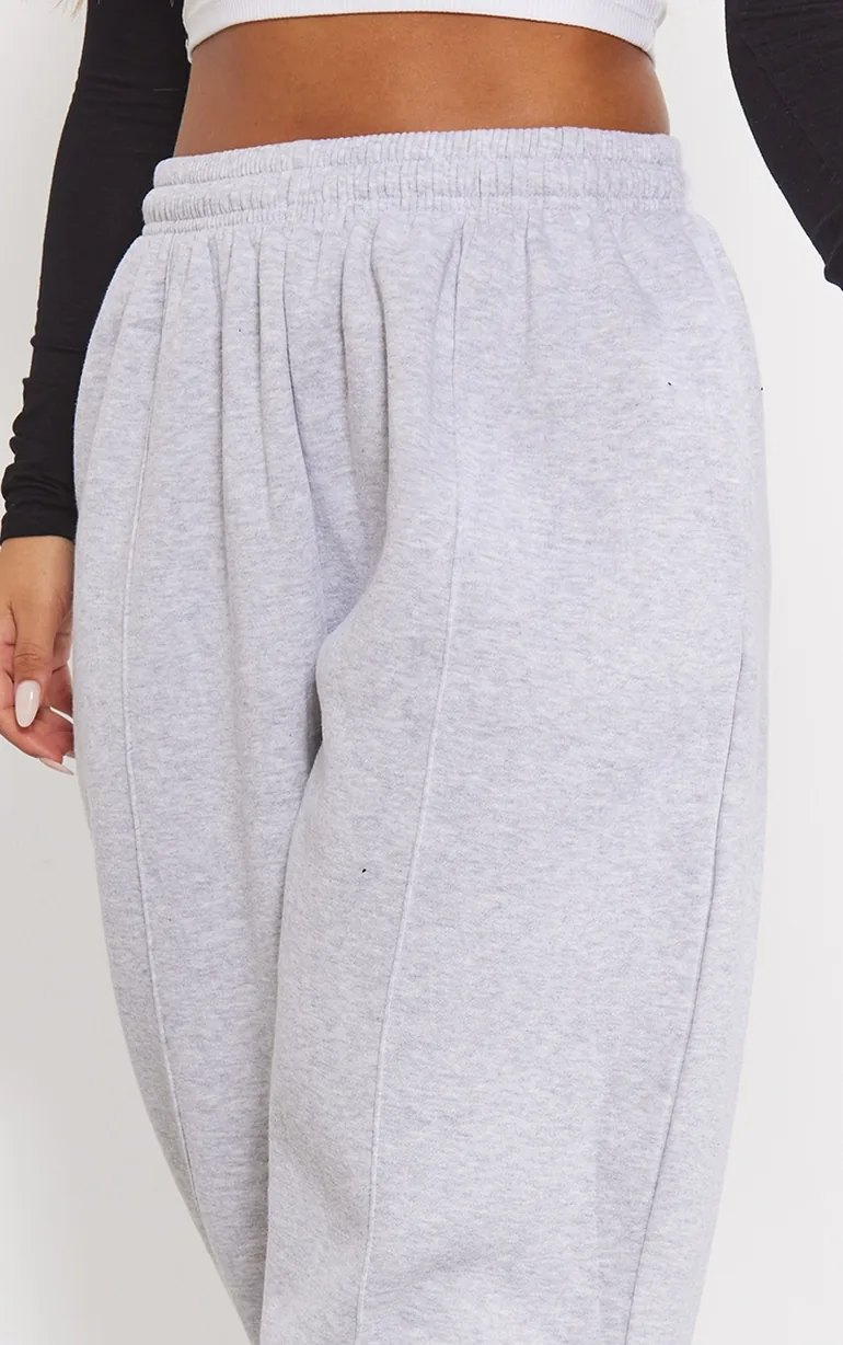 Ash Grey Pintuck Detail Oversized Joggers - 3