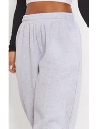 Ash Grey Pintuck Detail Oversized Joggers - 3
