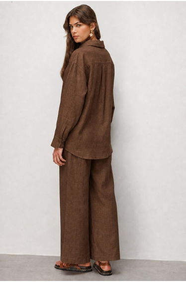 Mizalle Linen Textured Shirt Collar Tunic product thumbnail 4