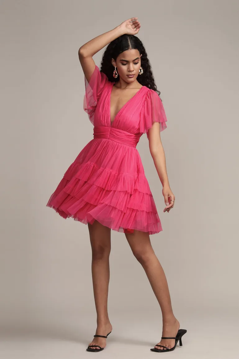 lace and beads tulle mini dress Mesh Mini Dresses Lace & Beads
