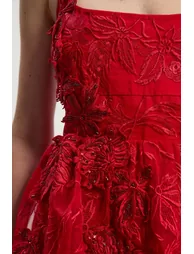 Archive Tall Embroidered Applique Organdie Woven Prom Dress - 1