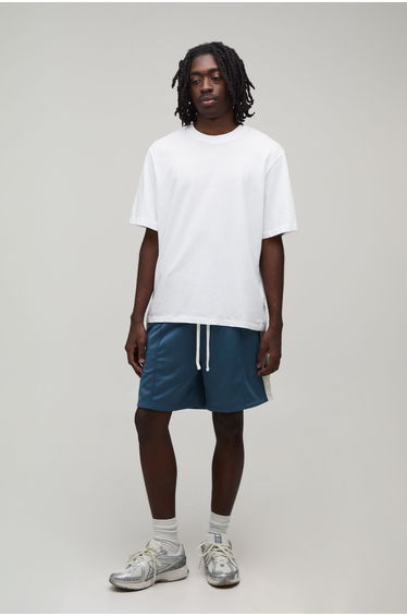 Regular Fit Stripe Tricot Jersey Shorts - slate