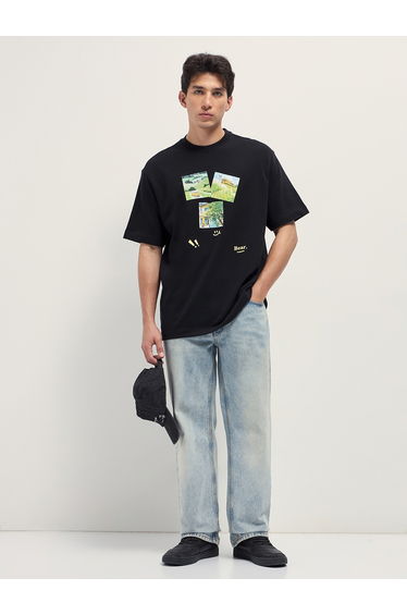 Men Pure Cotton Crew Neck Oversized T-Shirt
