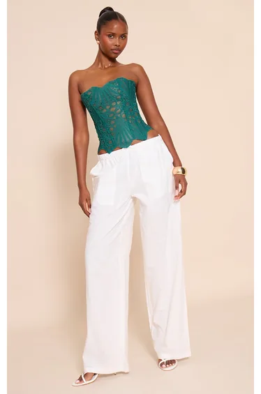 Teal Textured Sheer Floral Lace Corset