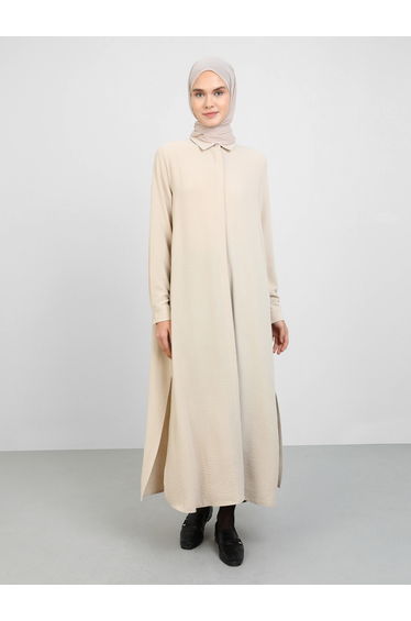 Women Beige Longline Tunic Top