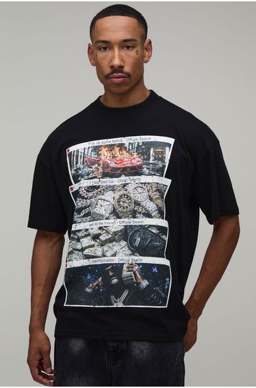 Black Oversized Graphic T-Shirt - black