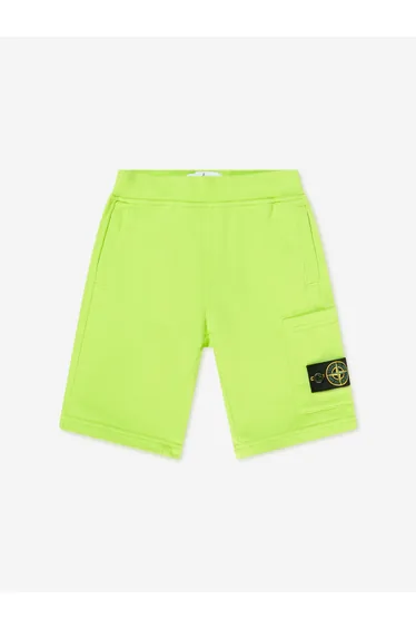 Stone Island Boys Logo Pocket Shorts in Green