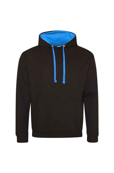 Awdis Womens/Ladies Varsity Hoodie - Jet Black/Sapphire Blue