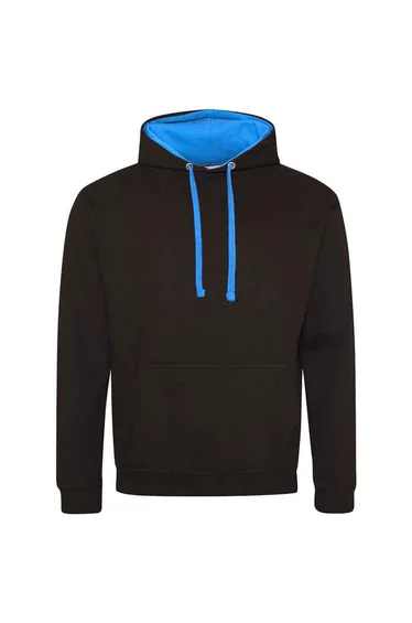 Awdis Womens/Ladies Varsity Hoodie - Jet Black/Sapphire Blue