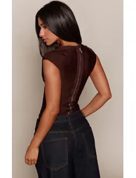 Petite Chocolate Deep Cut Bandage Corset - 2