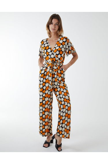Abstract Honeycomb Cross Over Jumpsuit