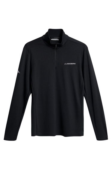 J.Lindeberg Mens Zip Neck Regular Golf Sweatshirt - Black
