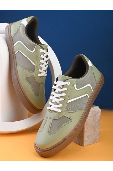 Panelled Gum Sole Lace Up Sneakers
