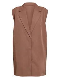 Woven Taupe Tailored Waist Coat Dress - 4