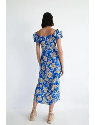 Floral Print Square Neck Midi Dress - 2