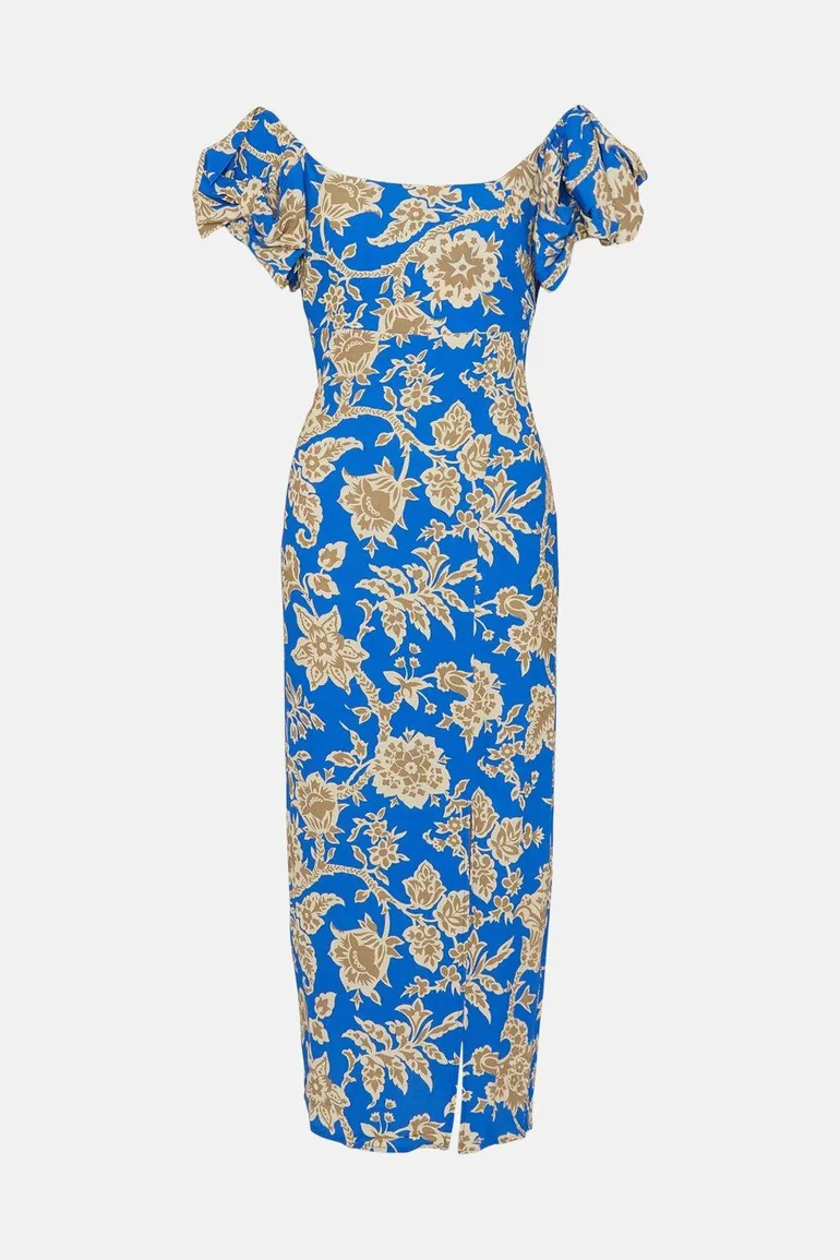 Floral Print Square Neck Midi Dress - 3