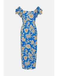 Floral Print Square Neck Midi Dress - 3