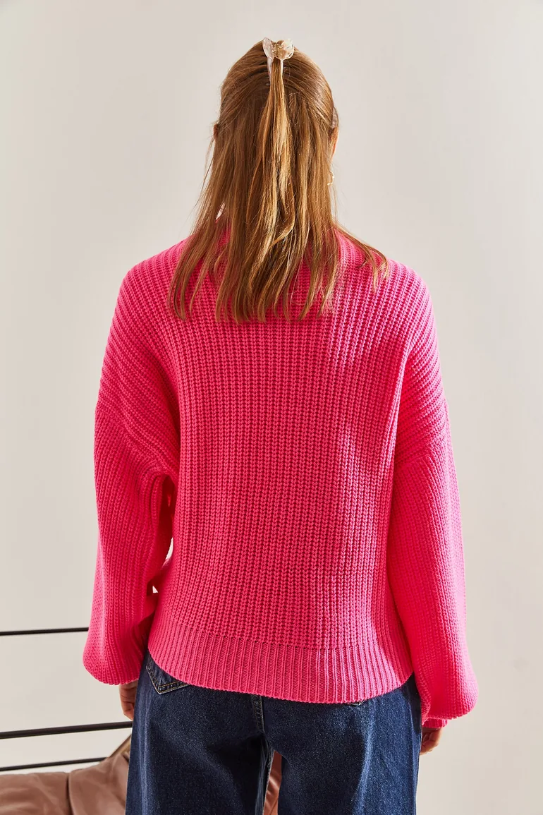 Women's Thessaloniki Braided Tie Detail Balloon Sleeve Knitwear Cardigan - 2
