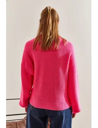 Women's Thessaloniki Braided Tie Detail Balloon Sleeve Knitwear Cardigan - 2