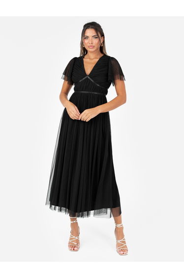Anaya With Love Recycled Black Ribbon Detail Midi Dress