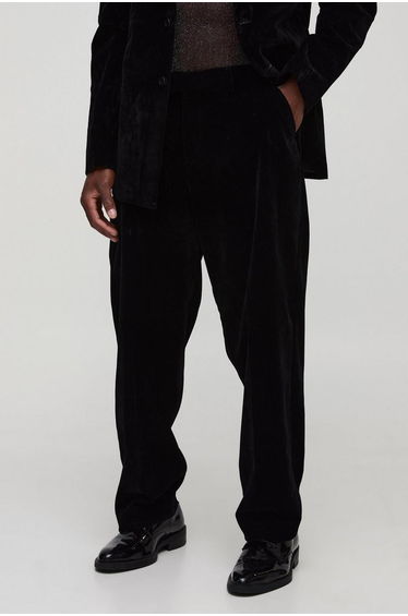 Relaxed Velour Trouser - black