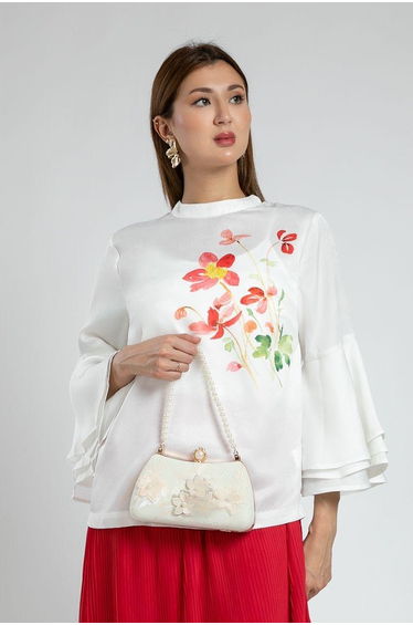 Blouse With Watercolor Floral Print