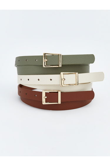 Women's Faux Leather Belt Set of 3