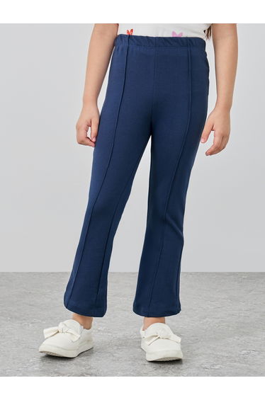 Girls Solid Pin Tuck Flared Leggings