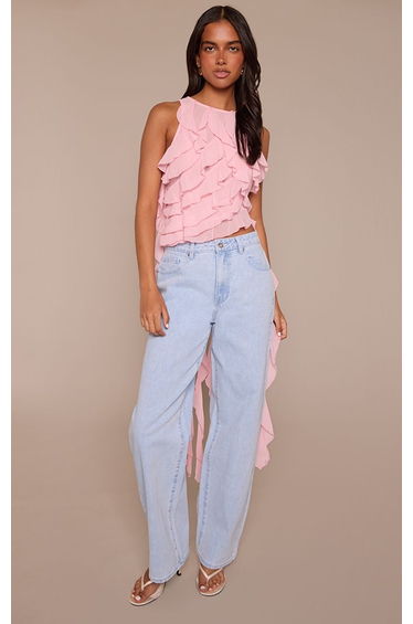Light Pink Chiffon Extreme Multi Frill Top
