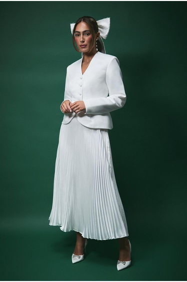 Lisa Tan Pleated Bridal Maxi Skirt
